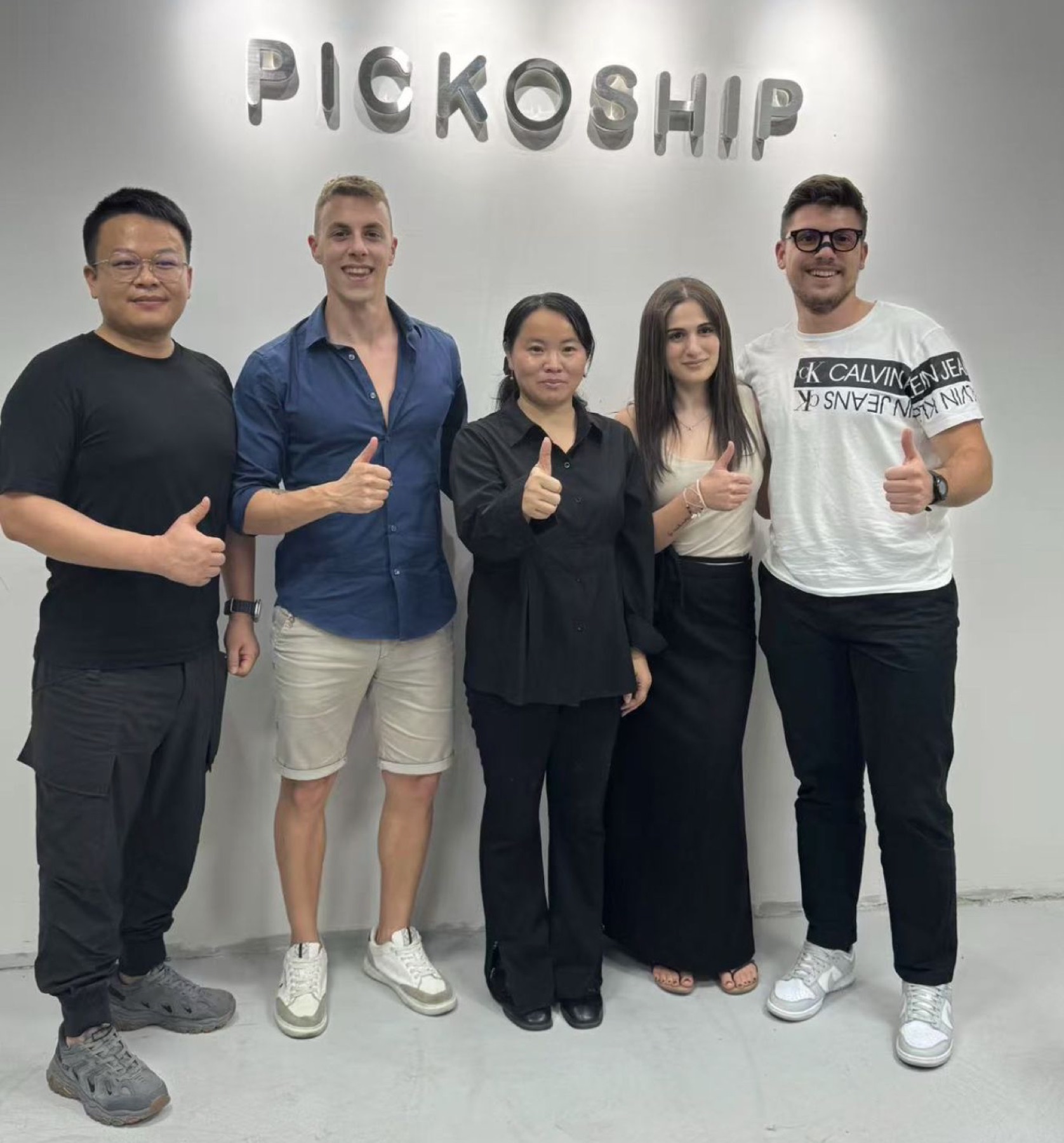 Clients visiting the Pickoship team at the company office